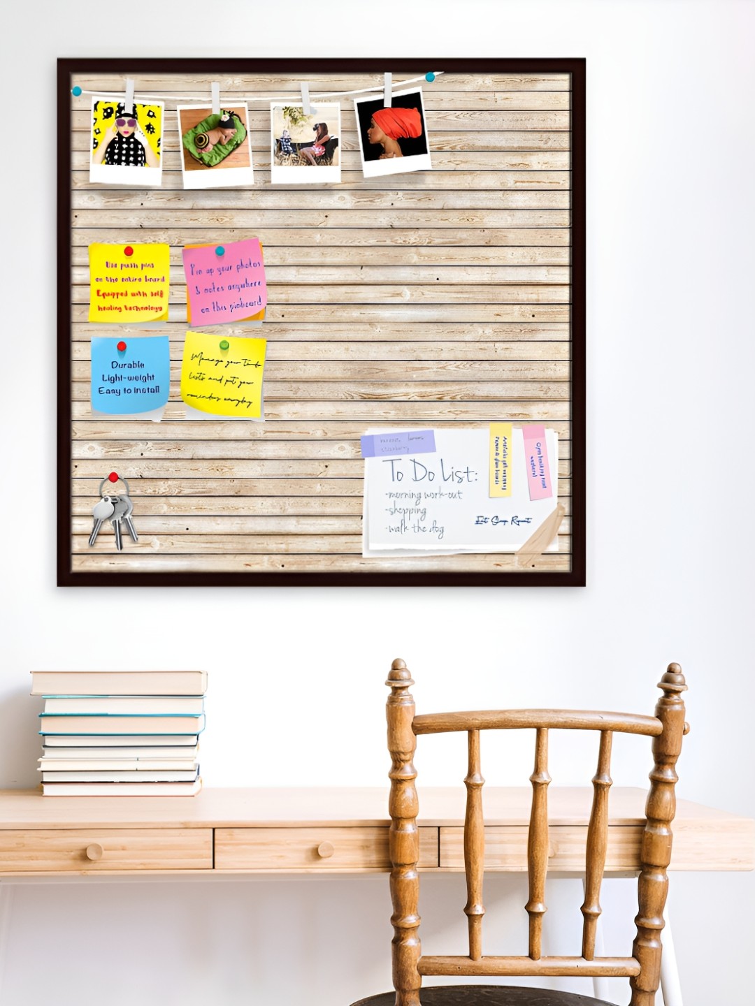 

ArtzFolio Brown Natural Texture Printed Wooden Bulletin Board With Sticky Notes