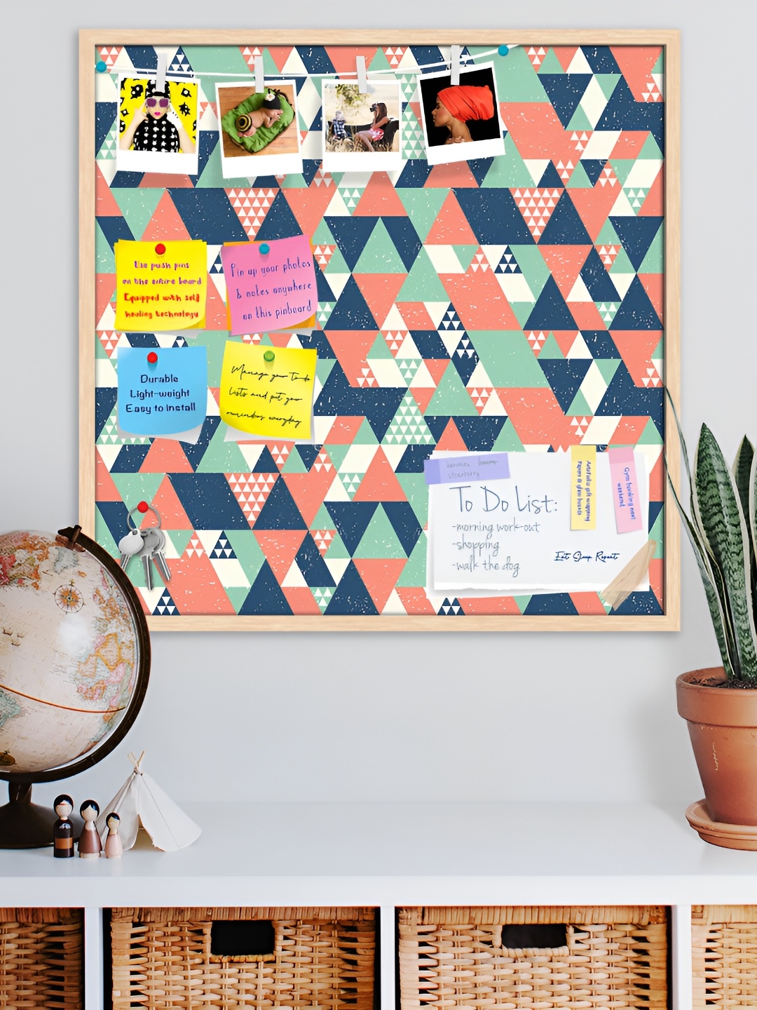 

ArtzFolio Brown Printed Wooden Bulletin Board With Sticky Notes Wall Hanging Decor