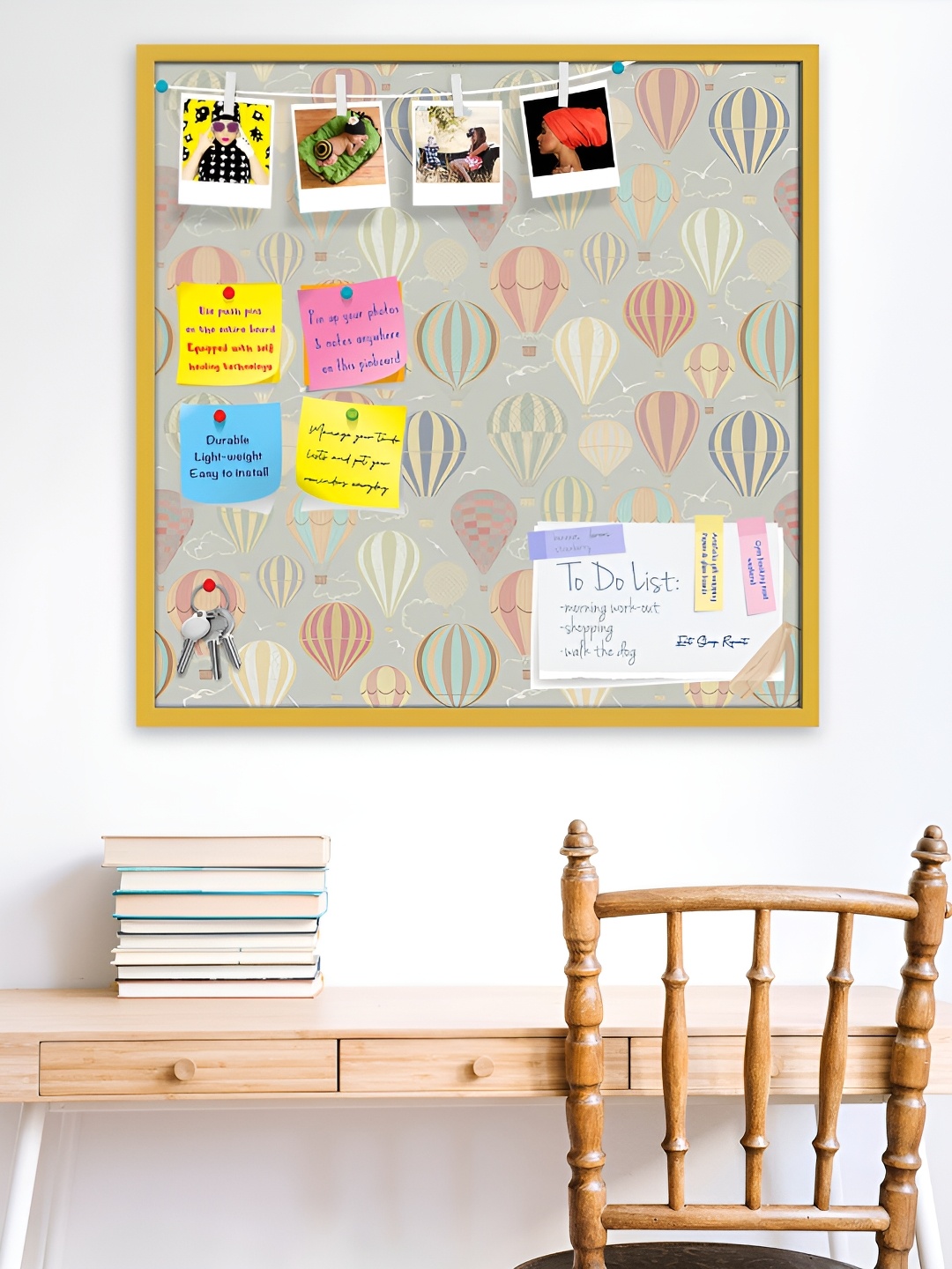 

ArtzFolio Yellow Air Balloons Printed Wooden Bulletin Board With Sticky Notes