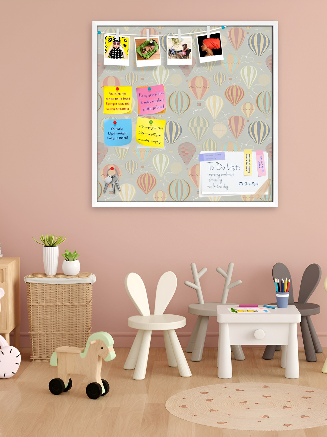 

ArtzFolio White Air Balloons Printed Wooden Bulletin Board With Sticky Notes