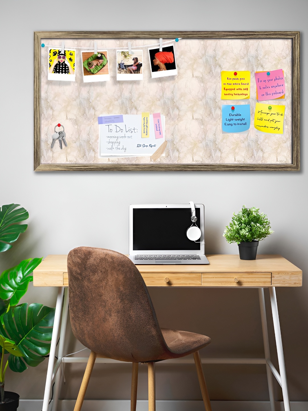 

ArtzFolio Beige Printed Wooden Bulletin Board With Sticky Notes Wall Hanging Decor