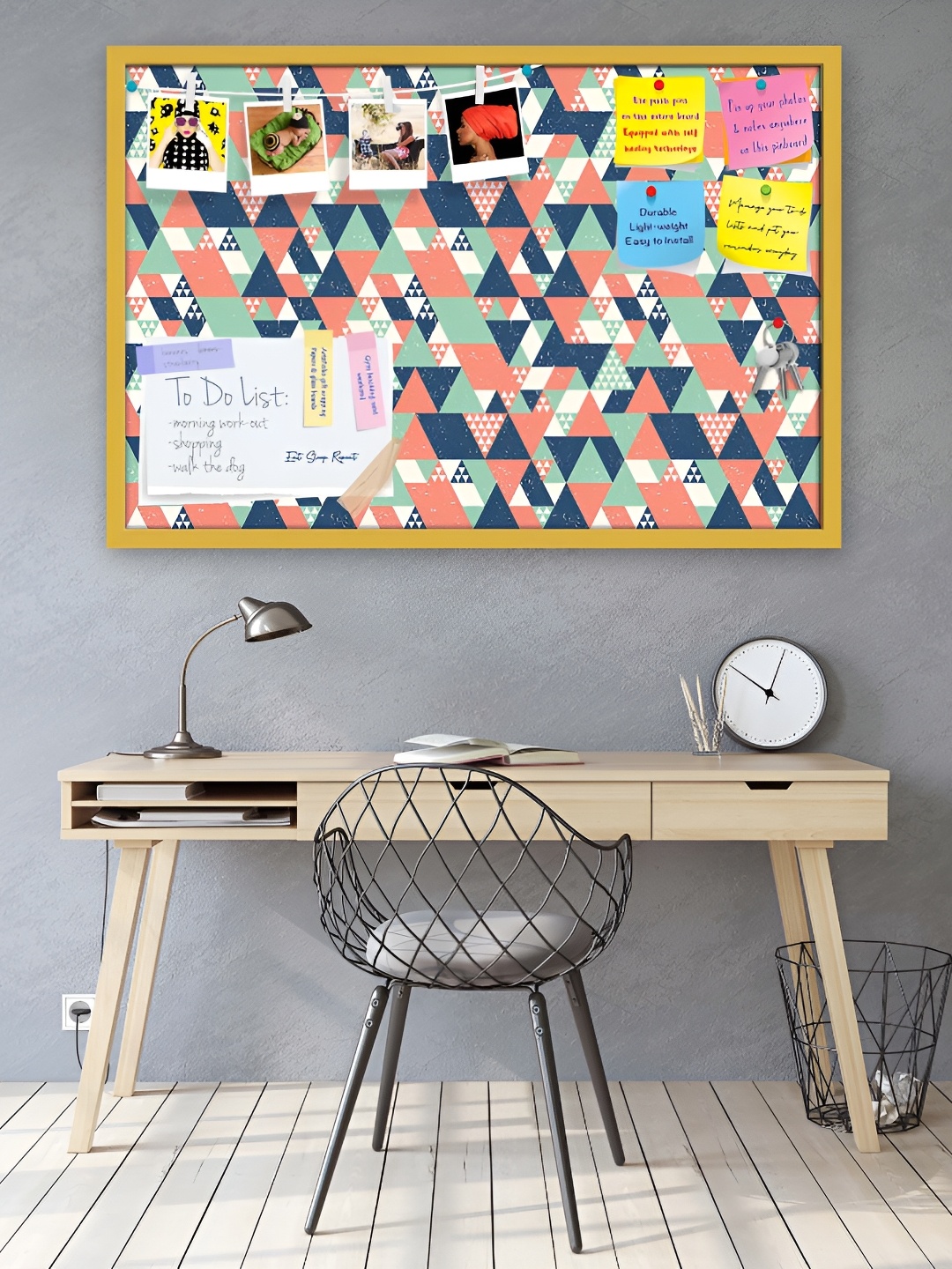 

ArtzFolio Blue & Pink Triangle Printed Wooden Wall Hanging Decor