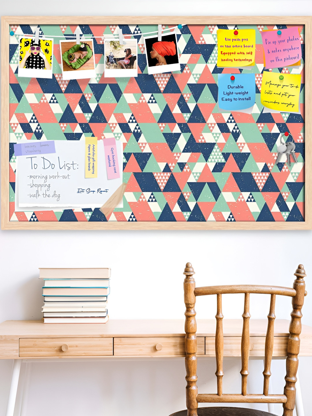 

ArtzFolio Brown Printed Wooden Bulletin Board With Sticky Notes Wall Hanging Decor