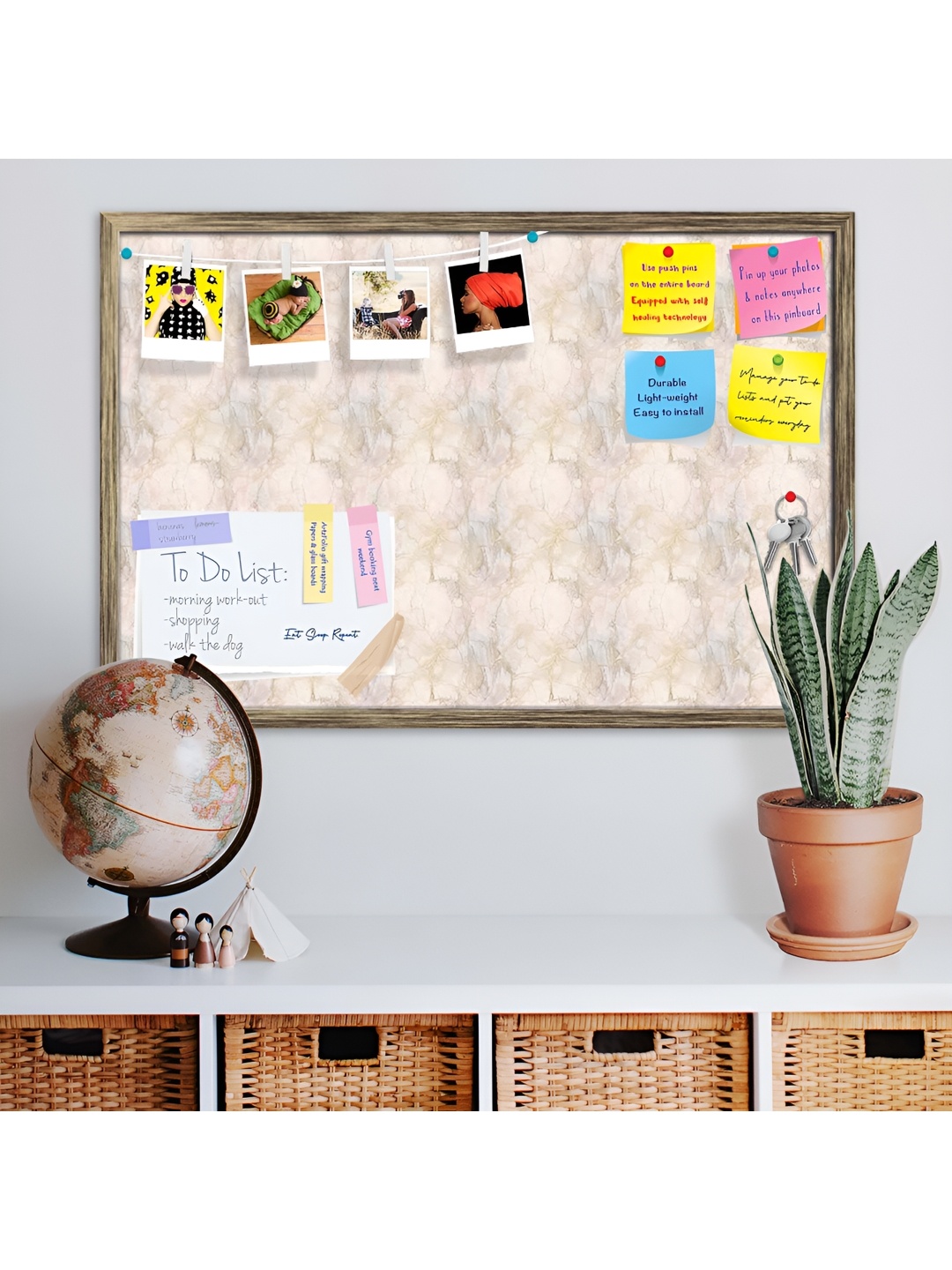 

ArtzFolio Printed Wooden Bulletin Board With Sticky Notes, Peach