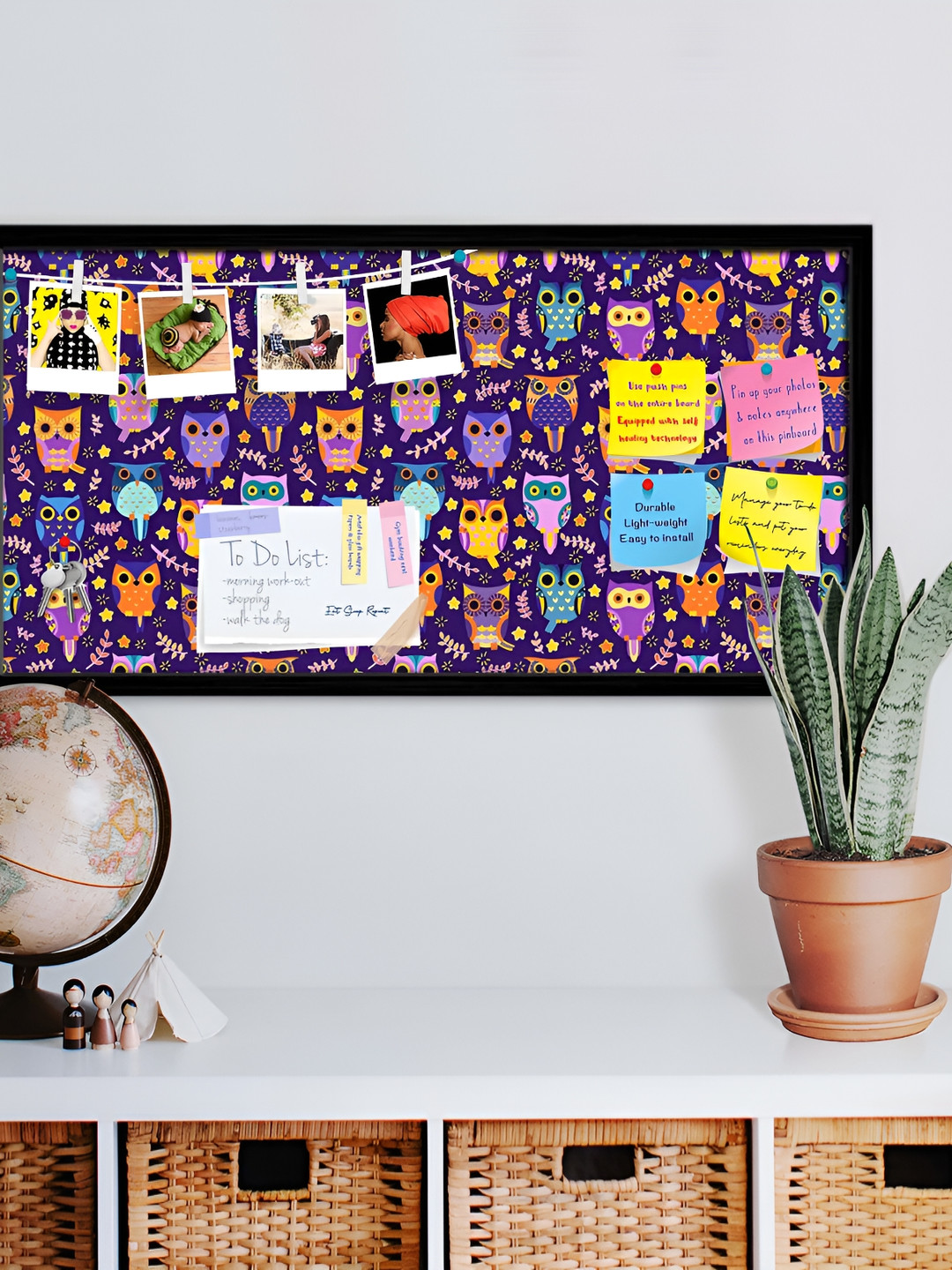 

ArtzFolio Black Owl Printed Wooden Bulletin Board With Sticky Notes