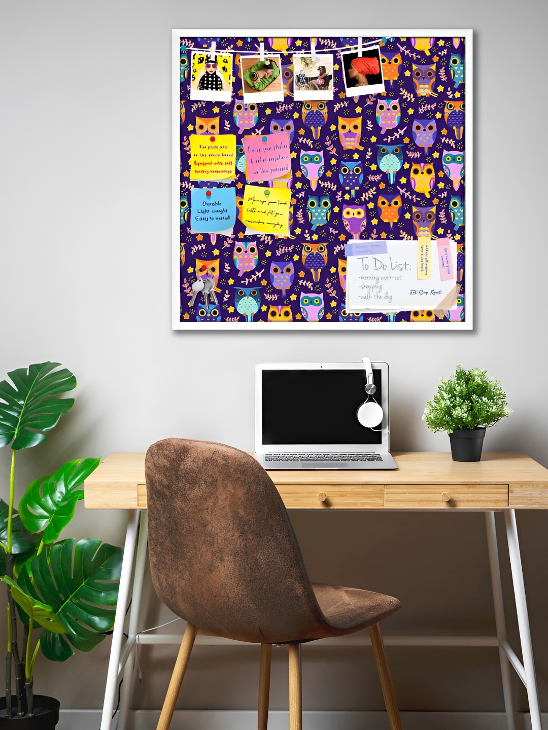 ArtzFolio Purple & White Owl Printed Wooden Bulletin Board