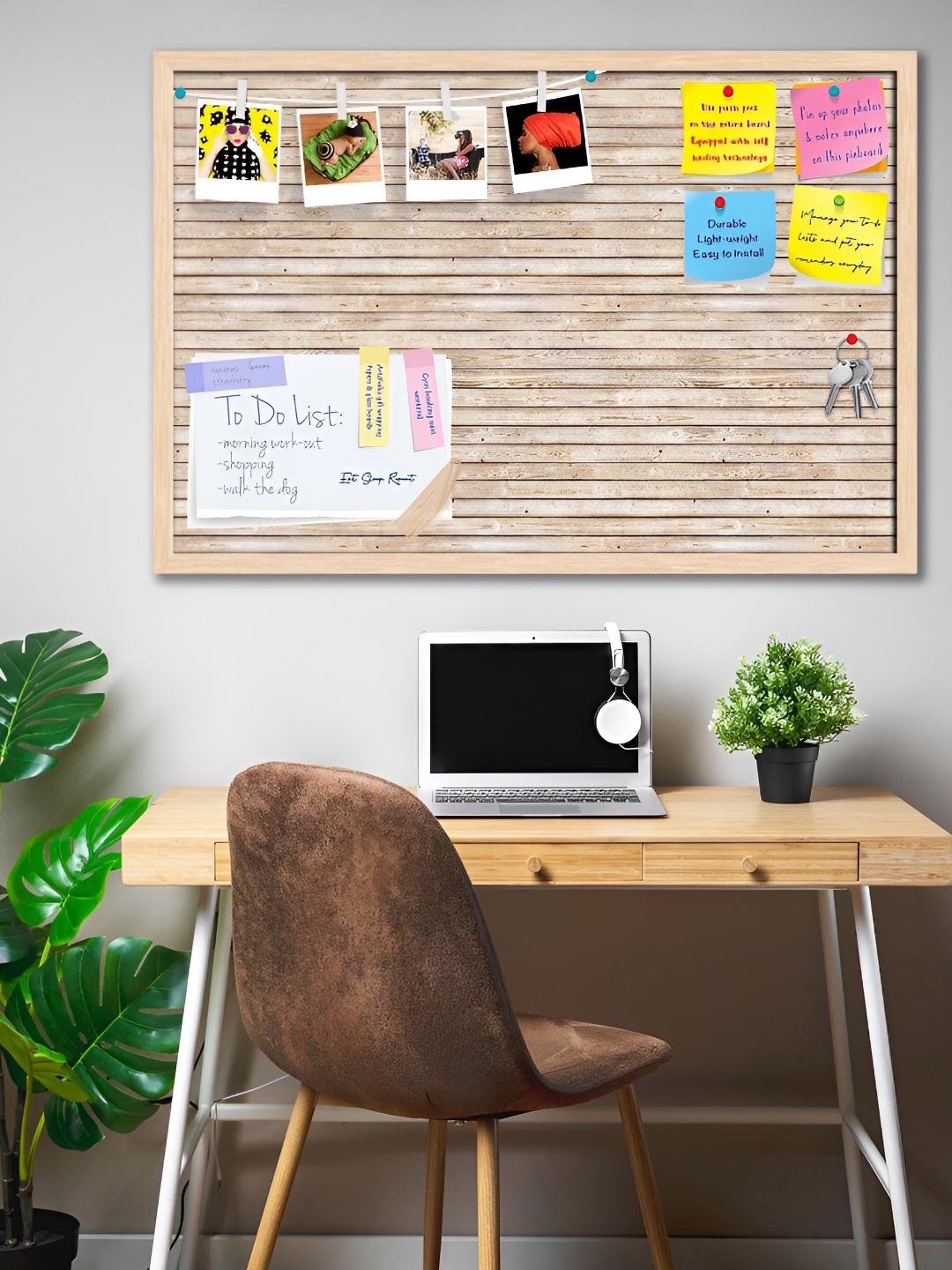 

ArtzFolio Brown Natural Texture Printed Wooden Bulletin Board With Sticky Notes