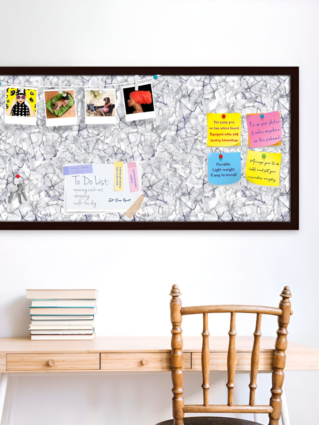

ArtzFolio Brown Bright Monochrome Printed Wooden Bulletin Board With Sticky Notes