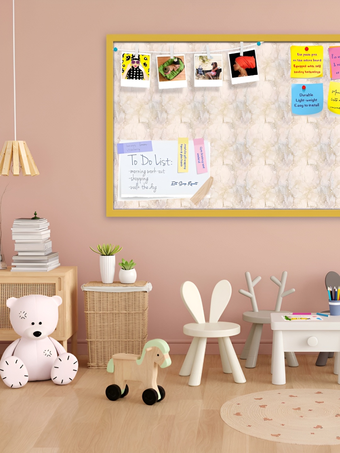 

ArtzFolio Gold Toned Printed Wooden Bulletin Board With Sticky Notes Wall Hanging Decor