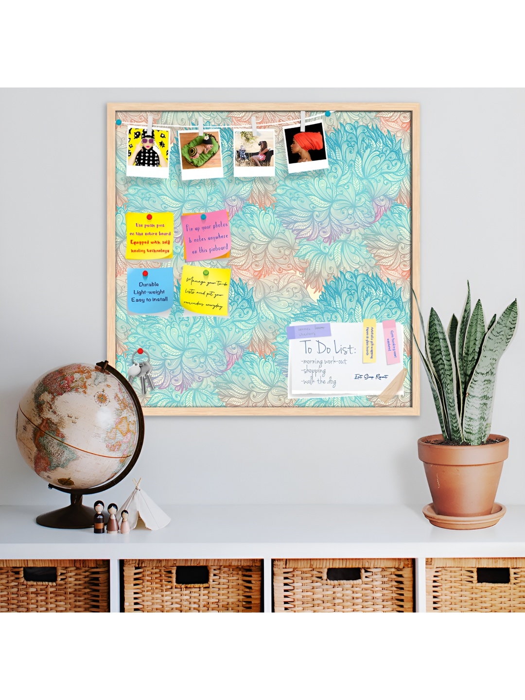 

ArtzFolio Brown & Yellow Printed Wooden Bulletin Board &Sticky Notes Wall Hangings Decor