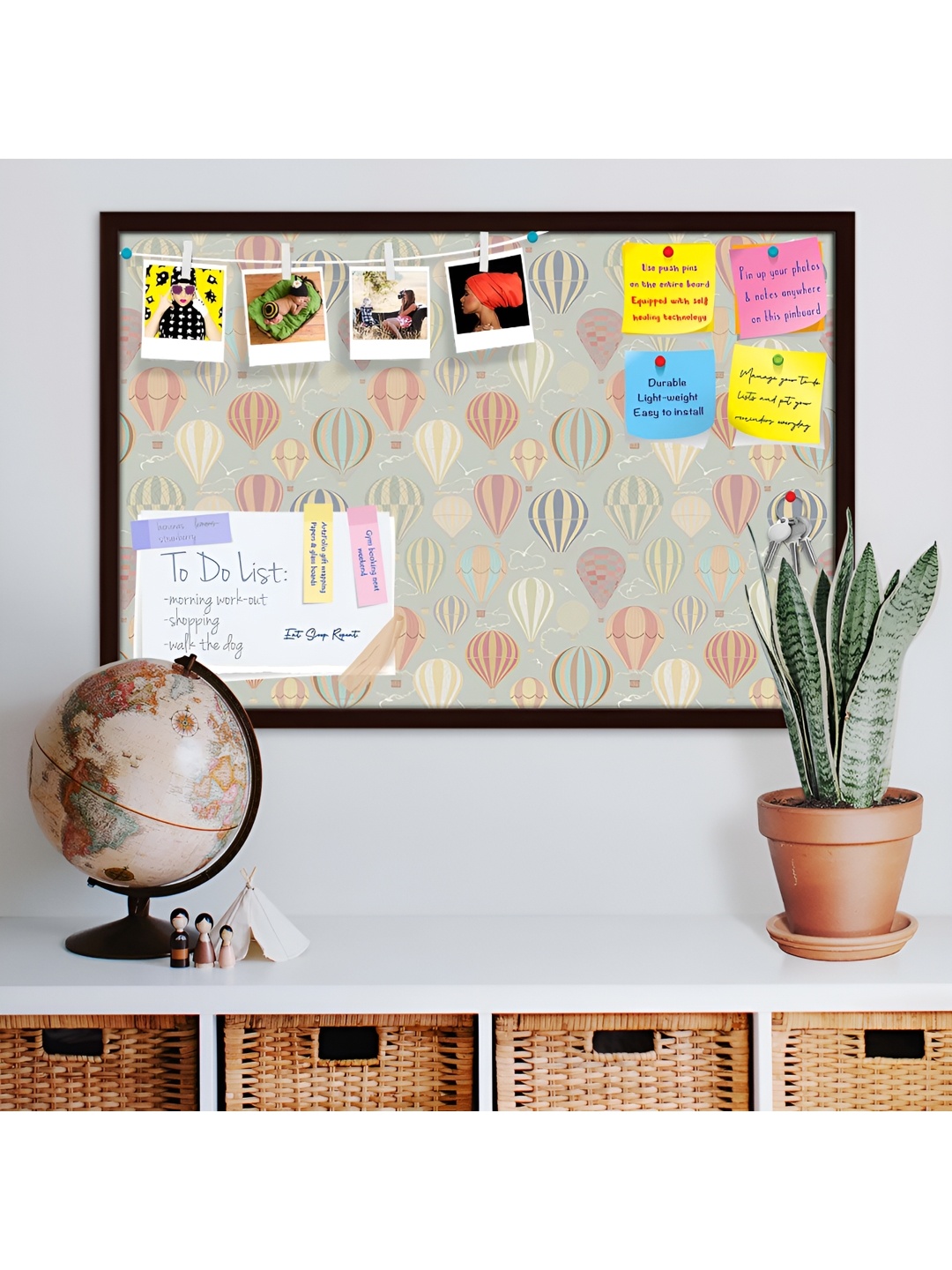 

ArtzFolio Brown Air Balloons Printed Wooden Bulletin Board With Sticky Notes