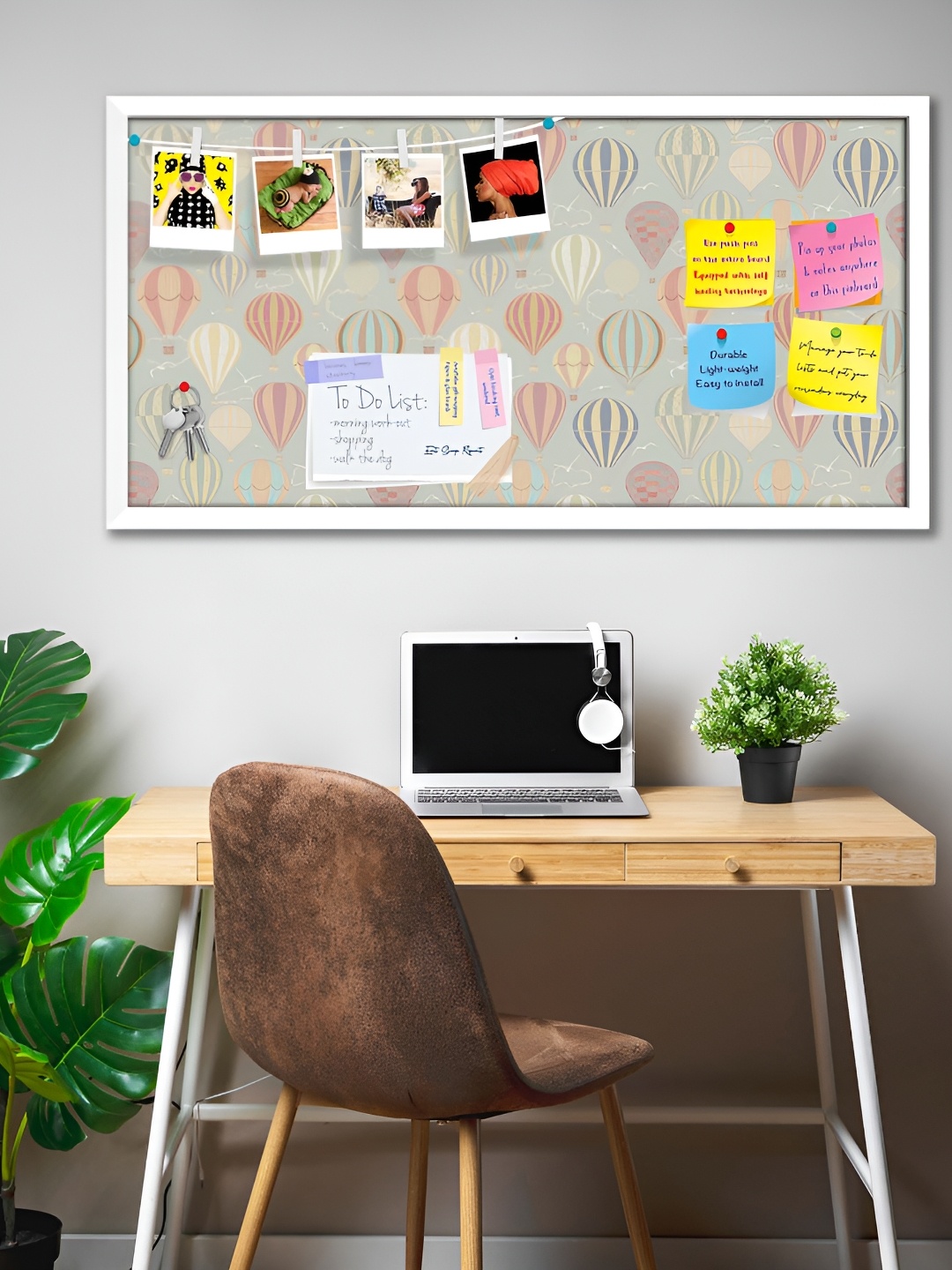 

ArtzFolio Brown Air Balloons Printed Wooden Bulletin Board With Sticky Notes
