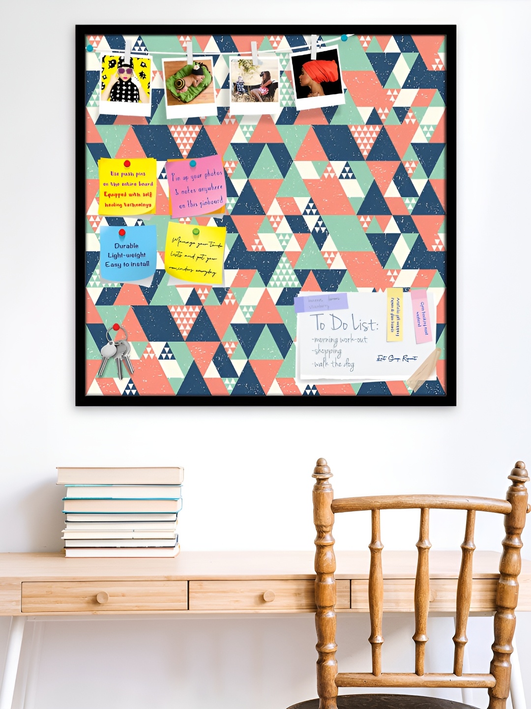 

ArtzFolio Blue & Pink Printed Wooden Bulletin Board With Sticky Notes