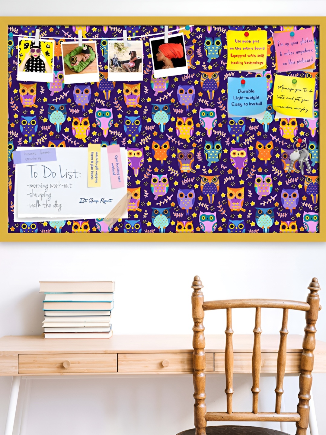 

ArtzFolio Purple & Pink Owls Printed Wooden Bulletin Board