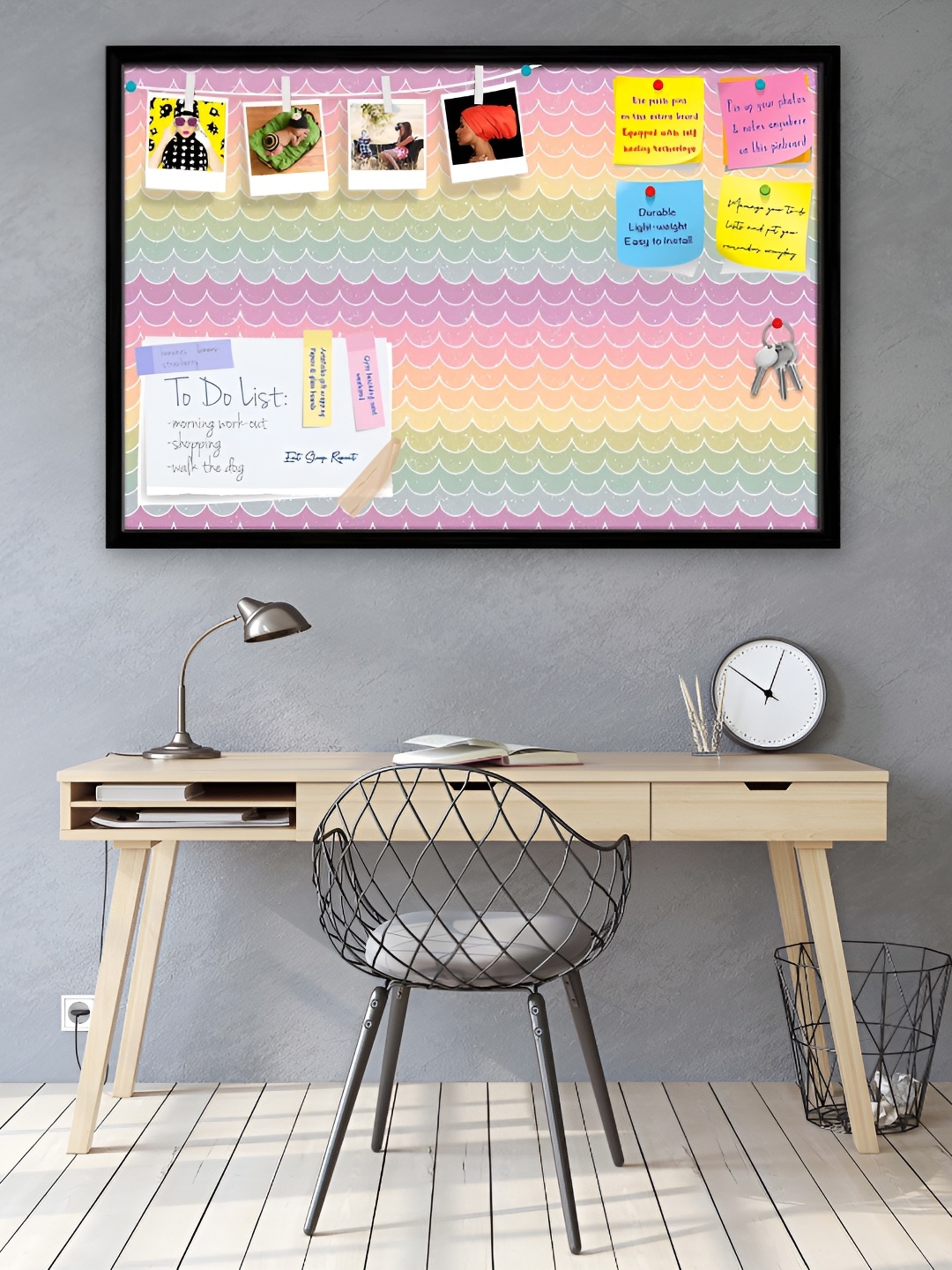 ArtzFolio Pink & Blue Wavey Printed Wooden Wall Hanging Decor