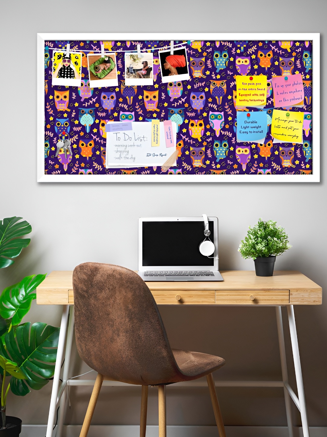

ArtzFolio White & Purple Owl Printed Wooden Bulletin Board