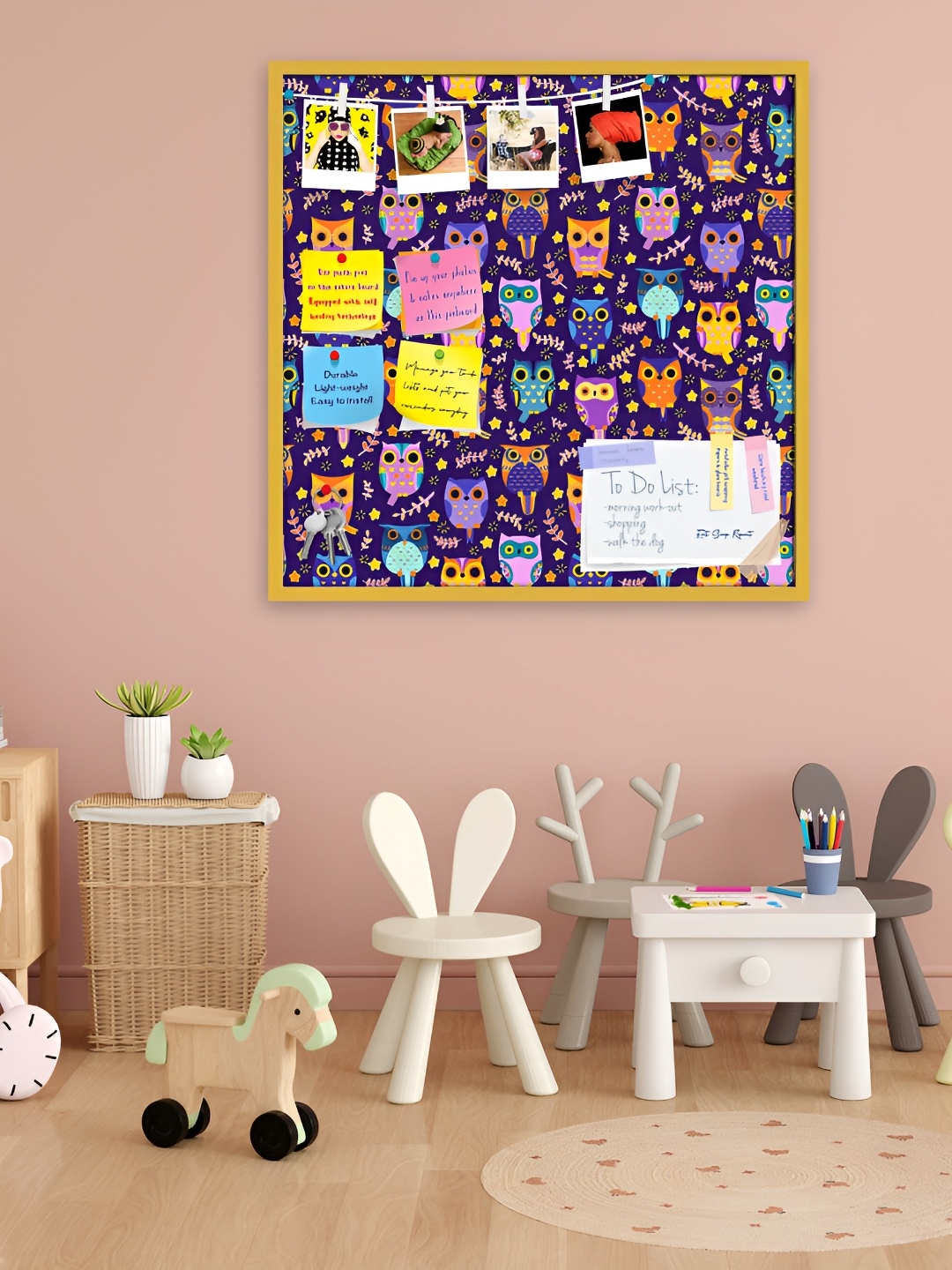 

ArtzFolio Purple Owl Printed Wooden Bulletin Board With Sticky Notes