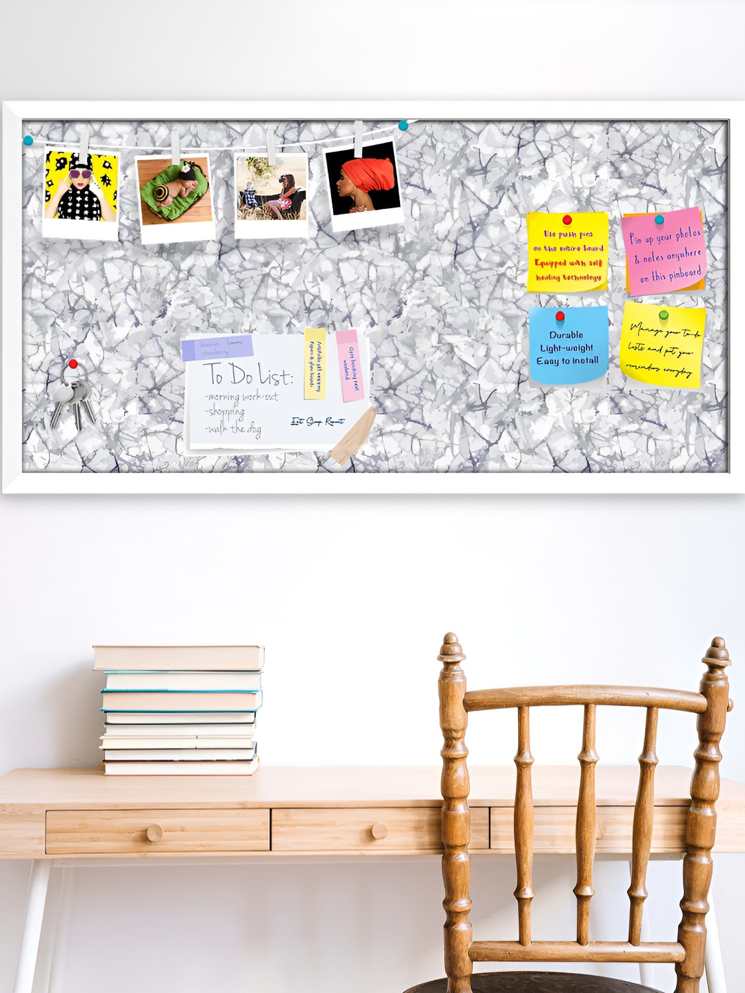

ArtzFolio White Printed Wooden Bulletin Board With Sticky Notes Wall Hanging Decor