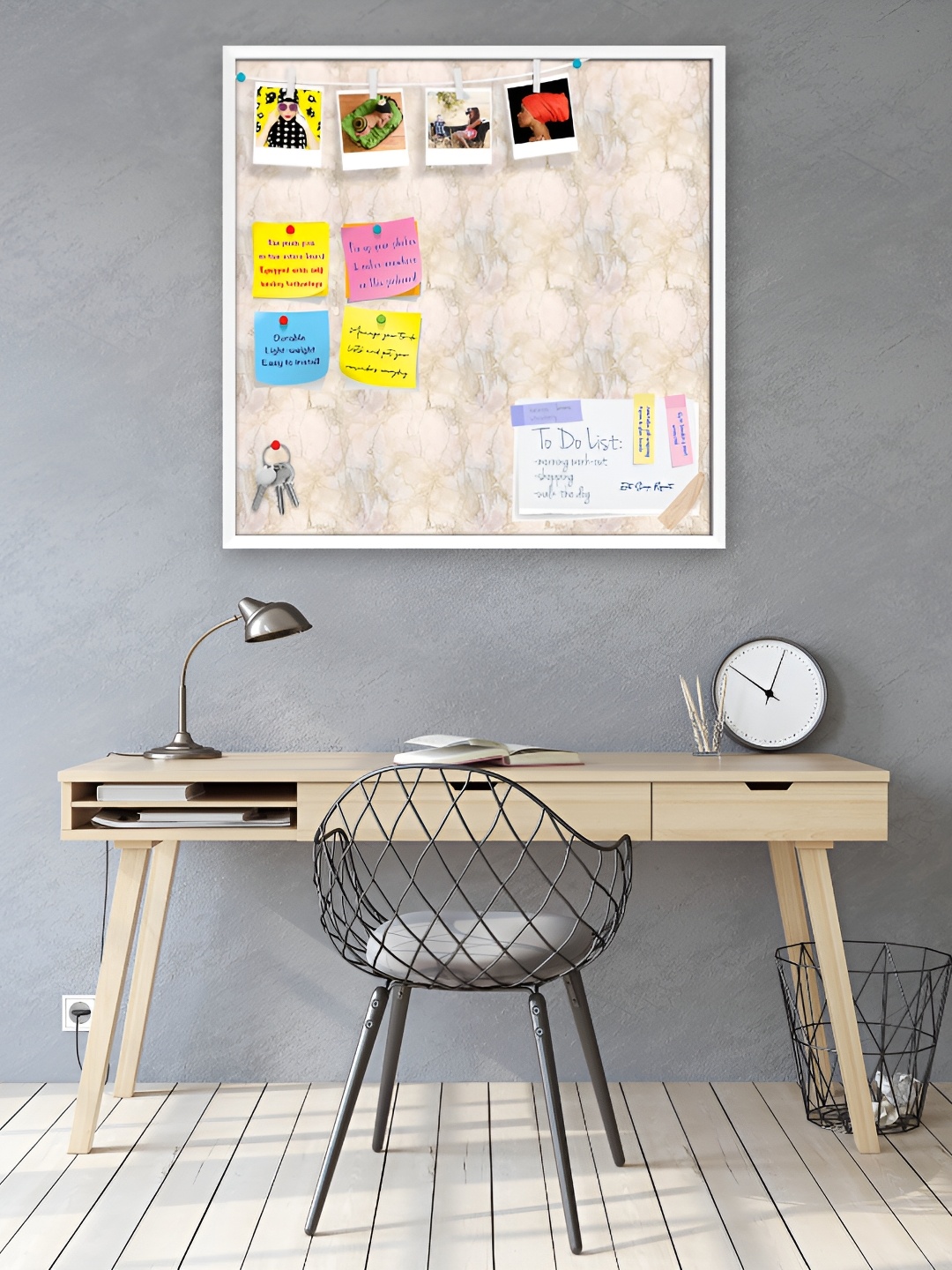 

ArtzFolio White Pink & Peach Printed Wooden Bulletin Board