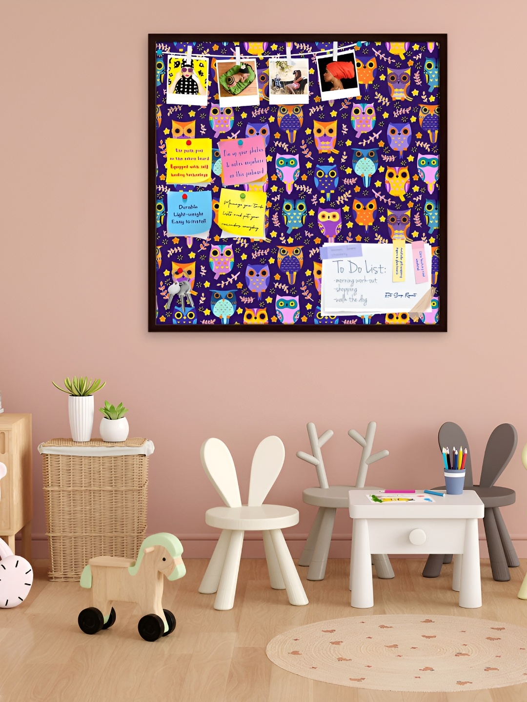 

ArtzFolio Purple Owl Printed Wooden Bulletin Board With Sticky Notes