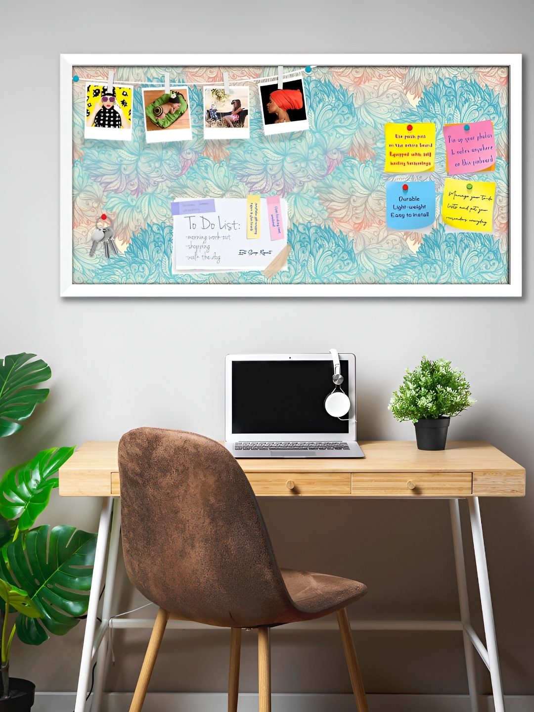 

ArtzFolio White Printed Wooden Bulletin Board With Sticky Notes Wall Hanging Decor