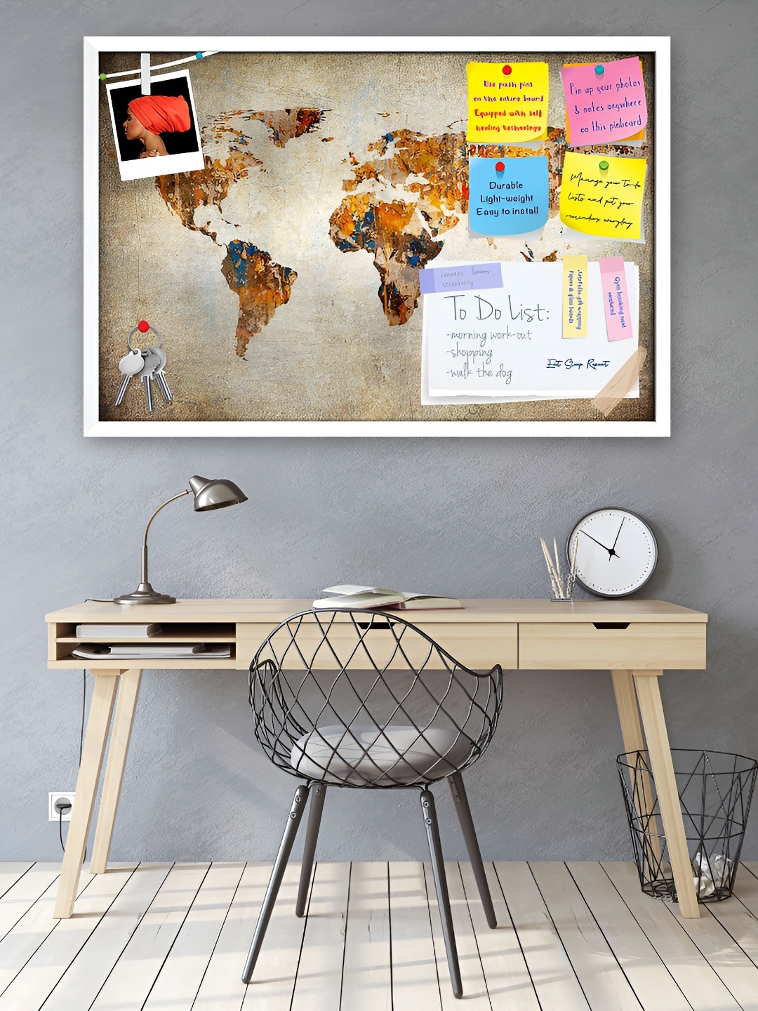 

ArtzFolio White Printed Wooden Bulletin Board With Sticky Notes Wall Hanging Decor
