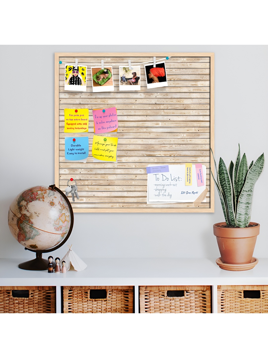 

ArtzFolio Brown Natural Texture Printed Wooden Bulletin Board With Sticky Notes