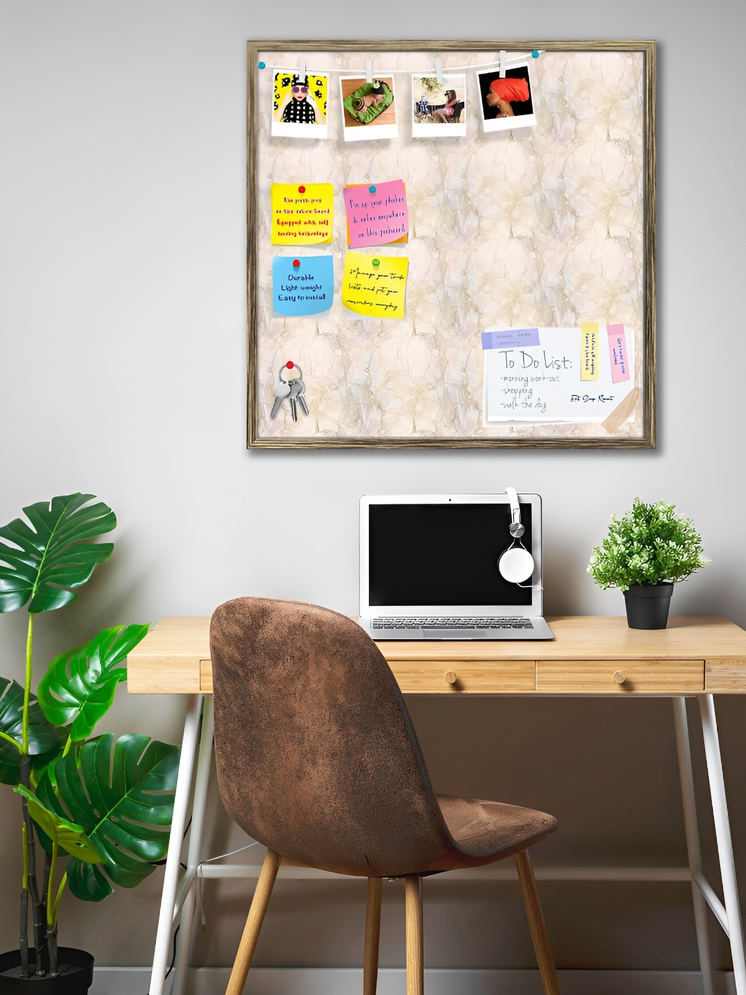 

ArtzFolio Beige Printed Wooden Bulletin Board With Sticky Notes