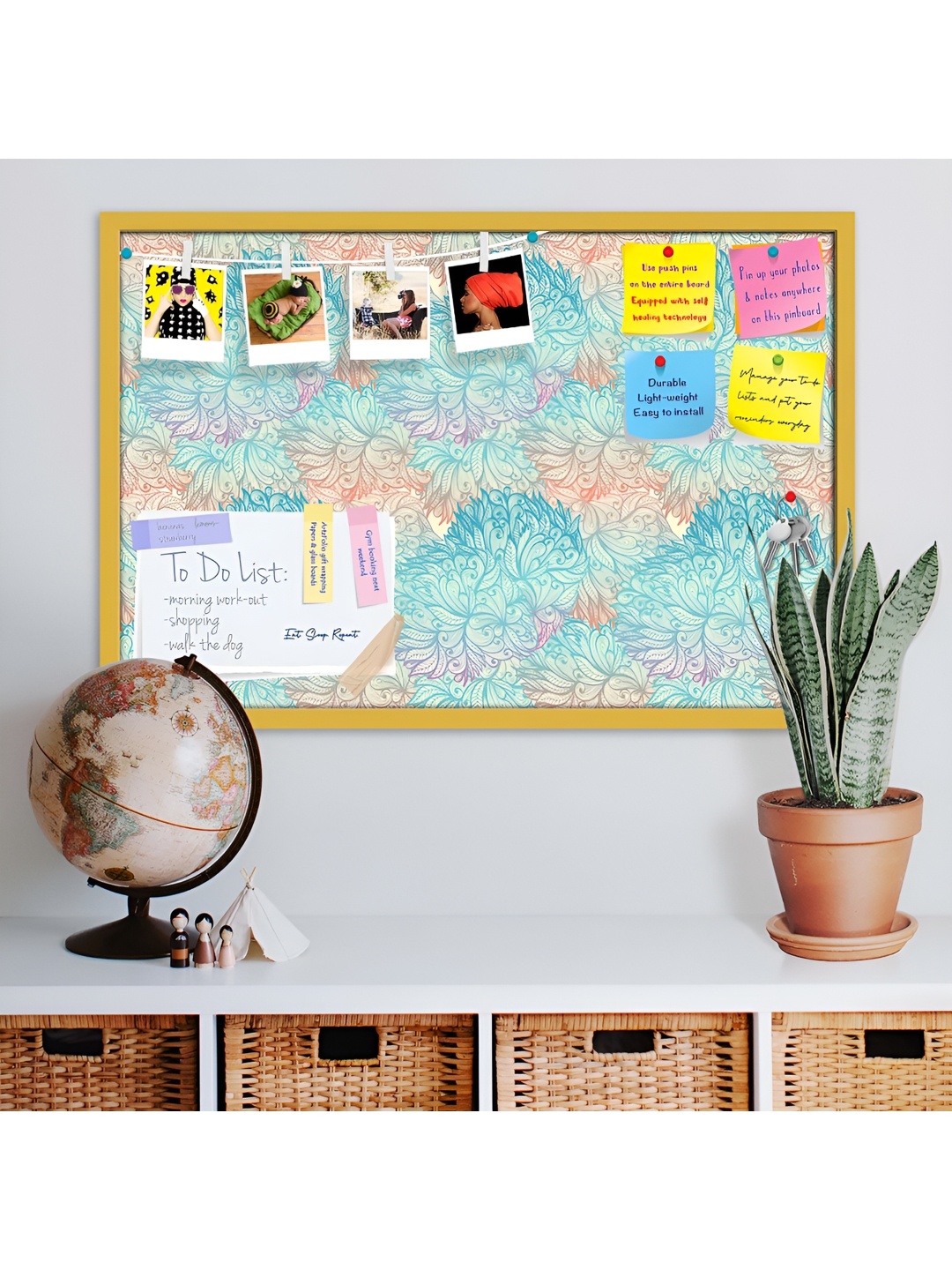 

ArtzFolio Gold Toned & Blue Abstract Printed Wooden Bulletin Board