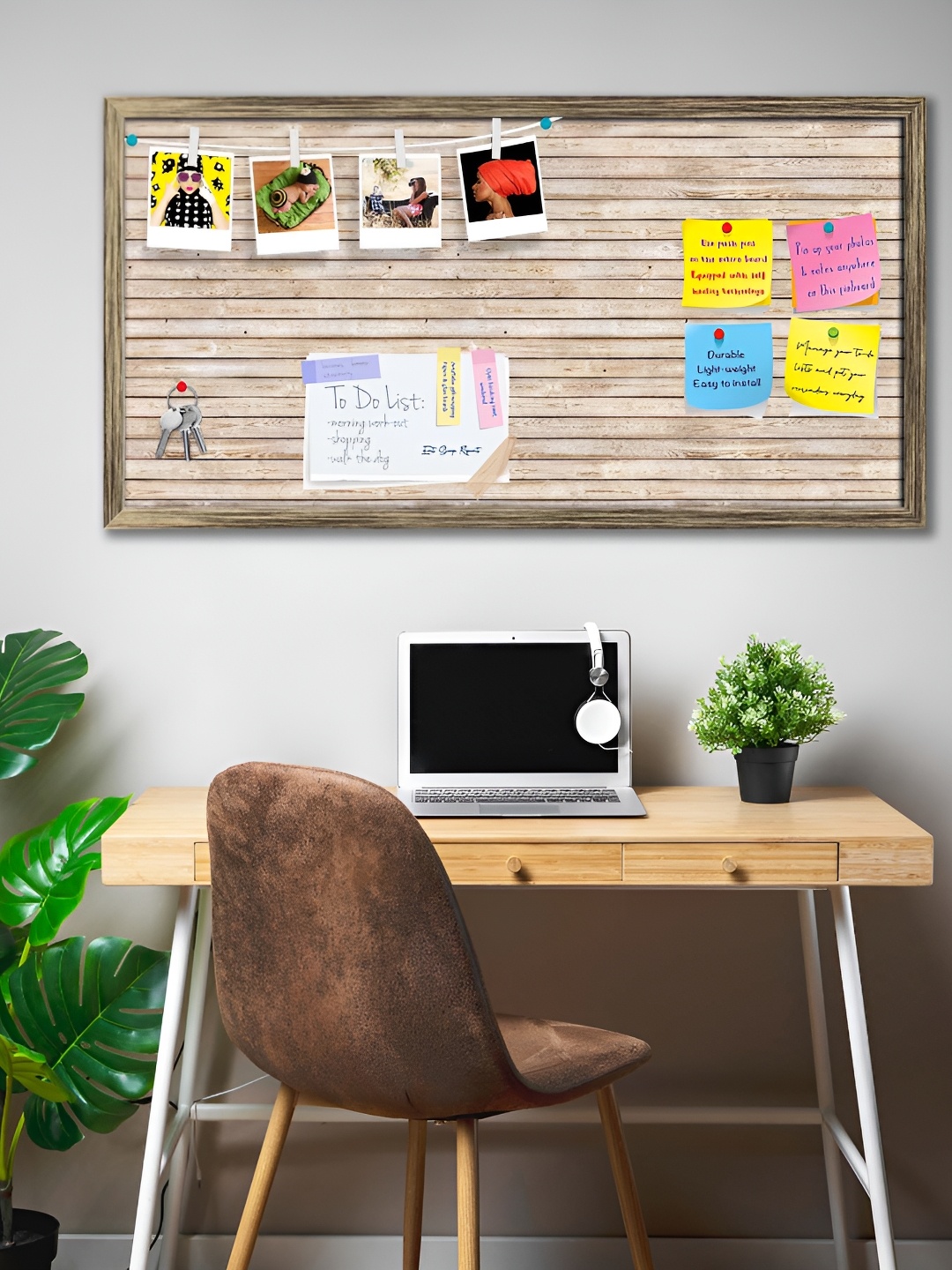 

ArtzFolio White & Brown Printed Wooden Bulletin Board & Sticky Notes Wall Hangings Decor