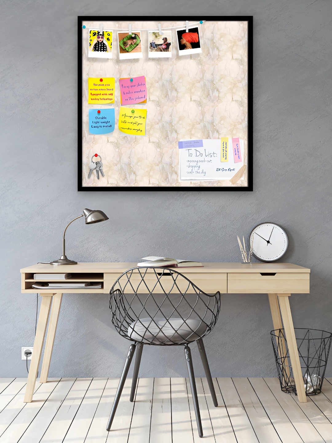 

ArtzFolio Black & Grey Printed Wooden Bulletin Board