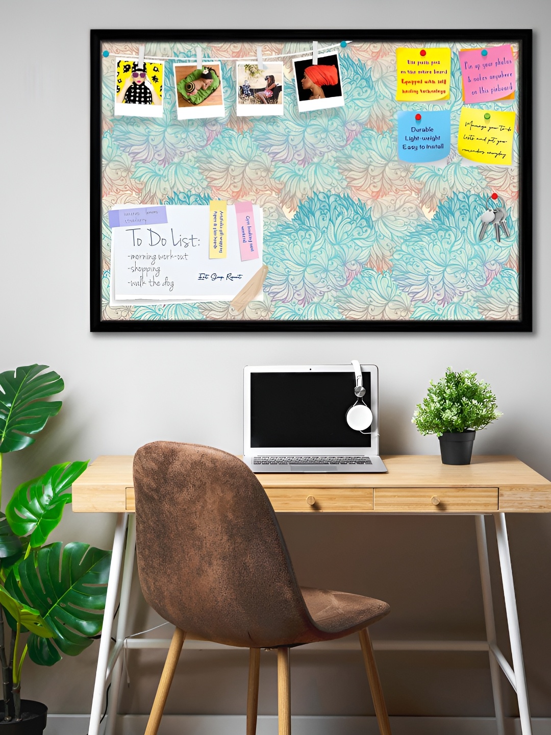

ArtzFolio Blue Vintage Cloudy Printed Wooden Bulletin Board With Sticky Notes