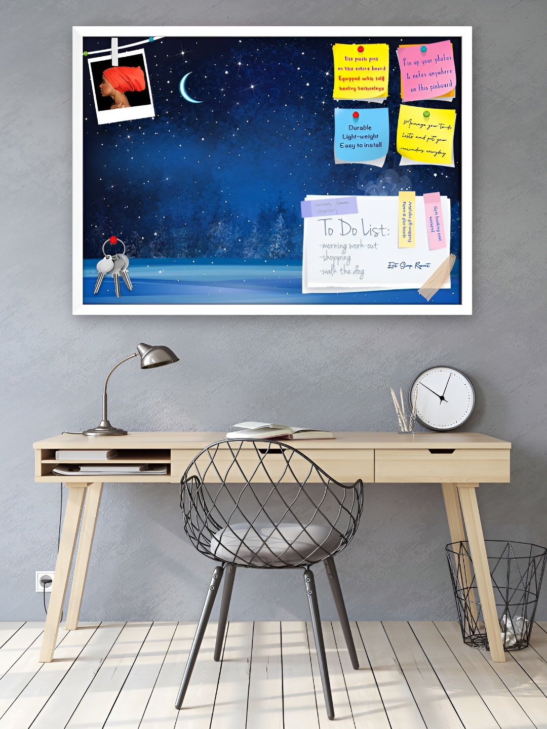

ArtzFolio White Winter Landscape D9 Printed Wooden Bulletin Board With Sticky Notes
