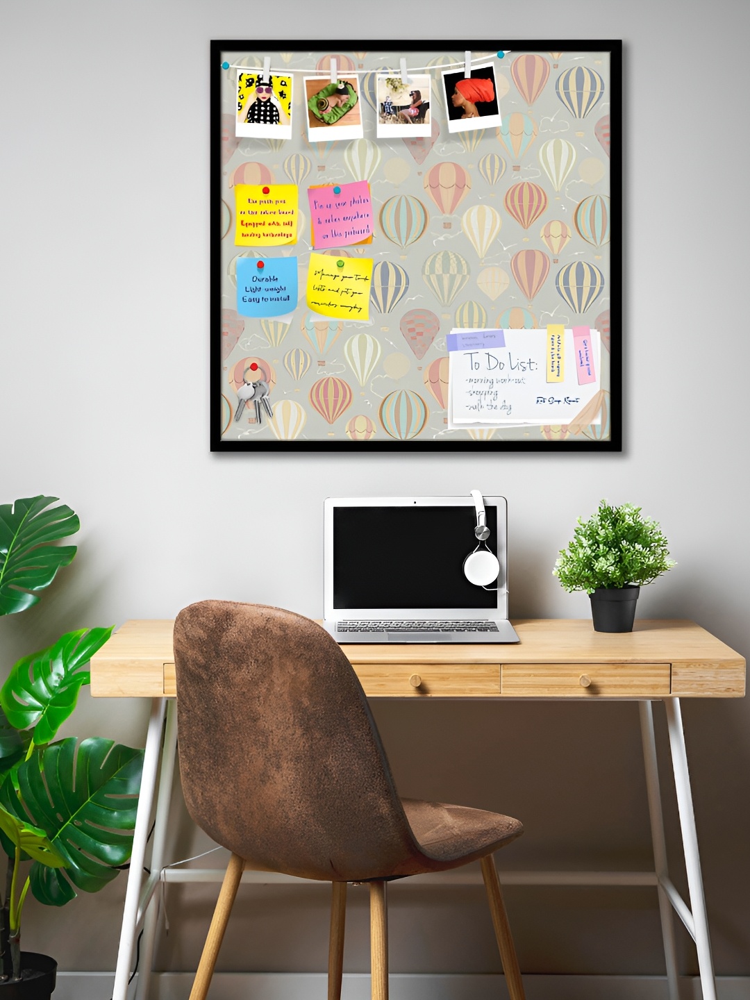 

ArtzFolio Brown Air Balloon Printed Wooden Bulletin Board With Sticky Notes