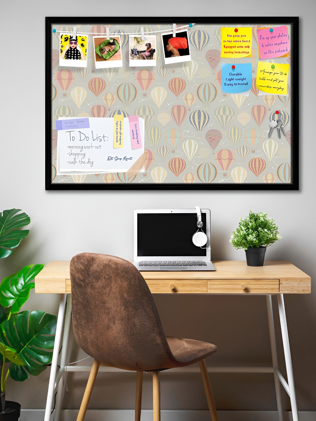

ArtzFolio Black Air Balloons Wooden Bulletin Board With Push Pin & Sticky Notes