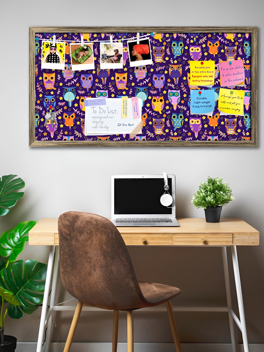 

ArtzFolio Brown & Purple Owls Printed Wooden Bulletin Board