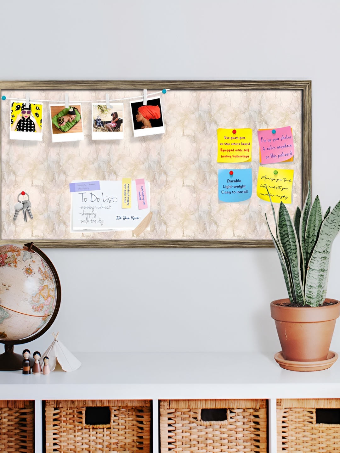

ArtzFolio Pink & Peach Printed Wooden Bulletin Board With Sticky Notes, Gold