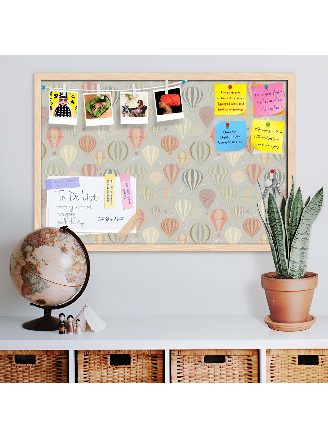 

ArtzFolio Brown Air Balloon Printed Wooden Bulletin Board With Sticky Notes