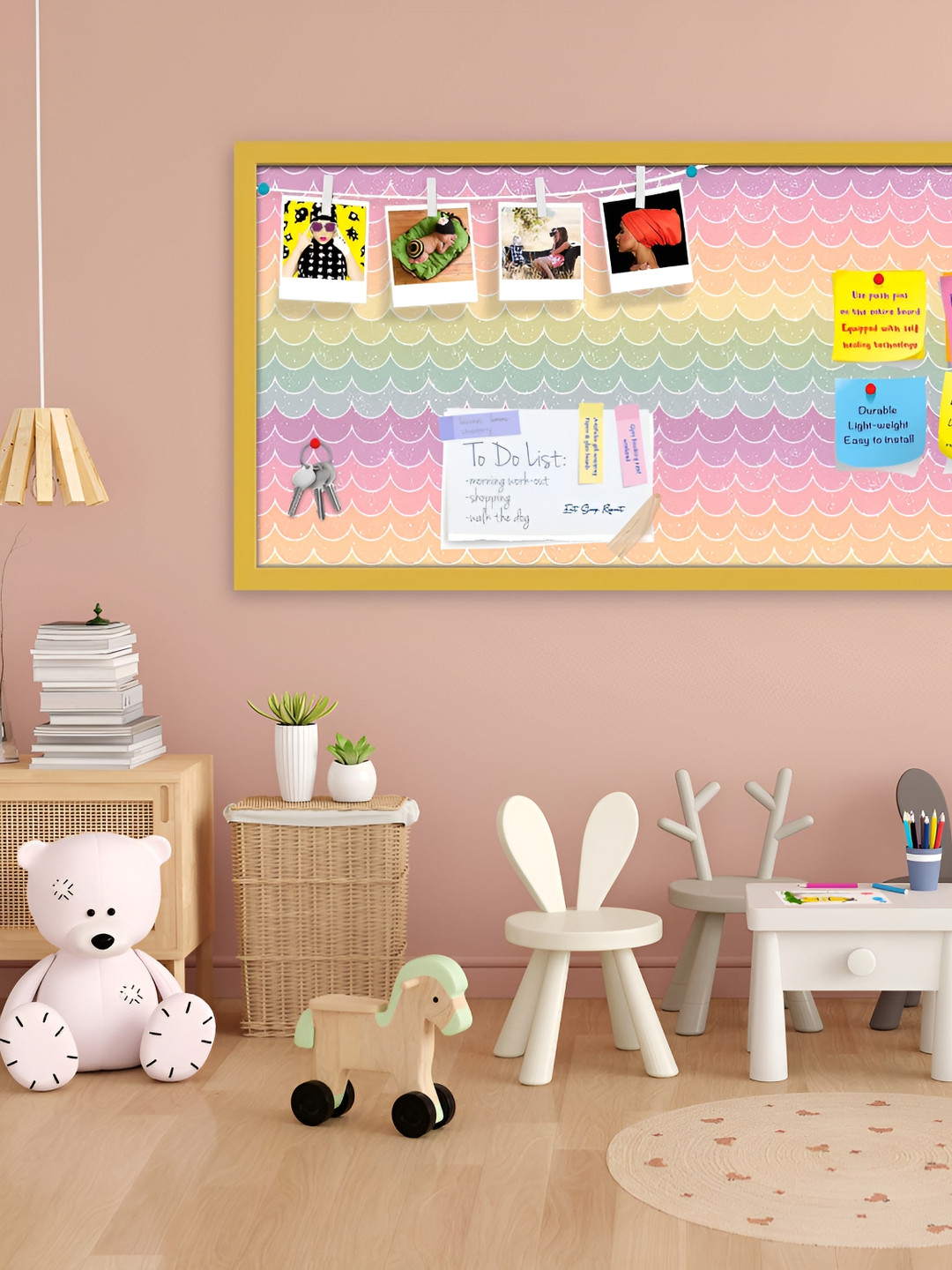 

ArtzFolio Purple & Yellow Printed Wooden Bulletin Board With Sticky Notes