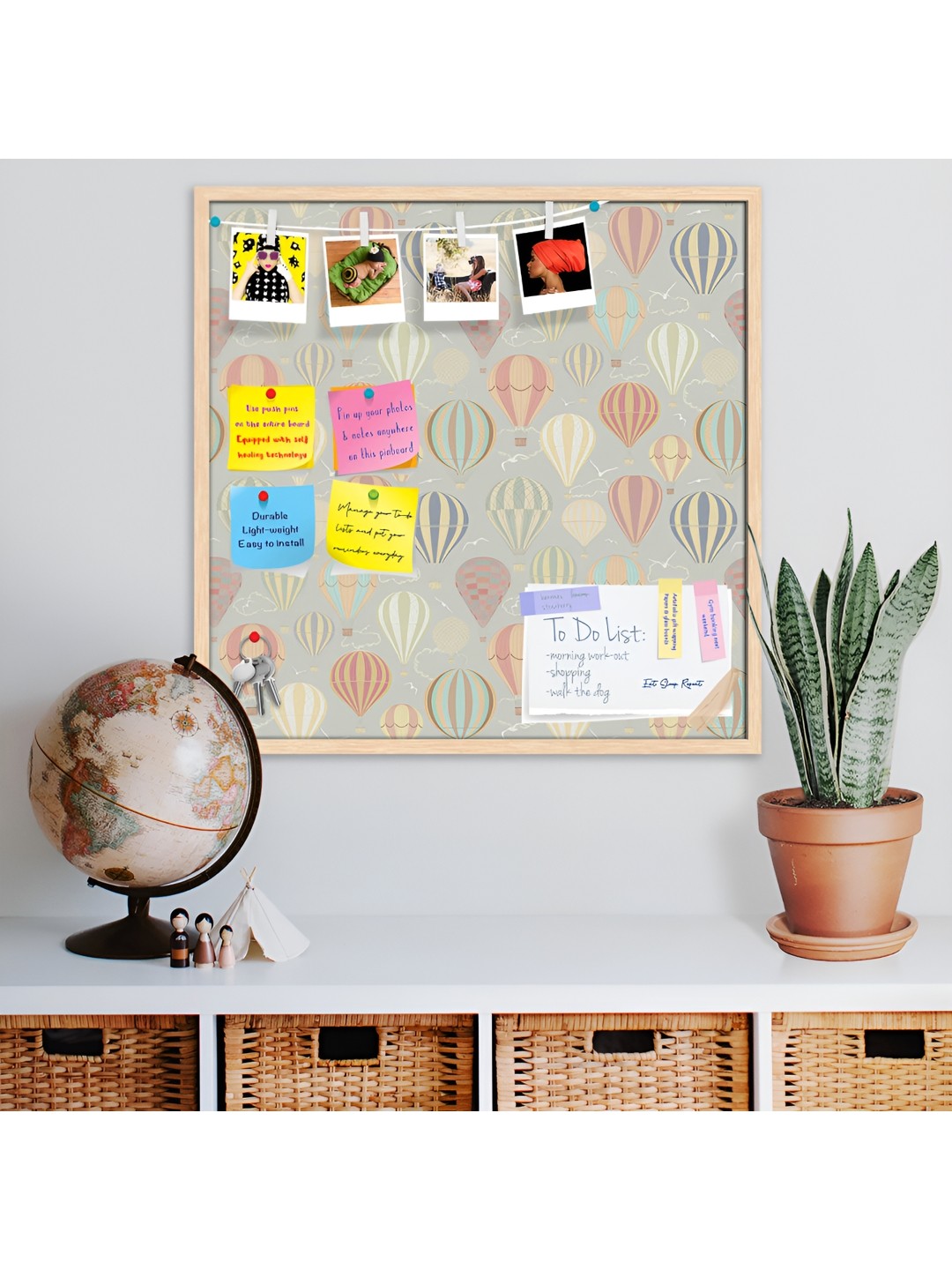 

ArtzFolio Brown Printed Wooden Bulletin Board With Sticky Notes Wall Hanging Decor