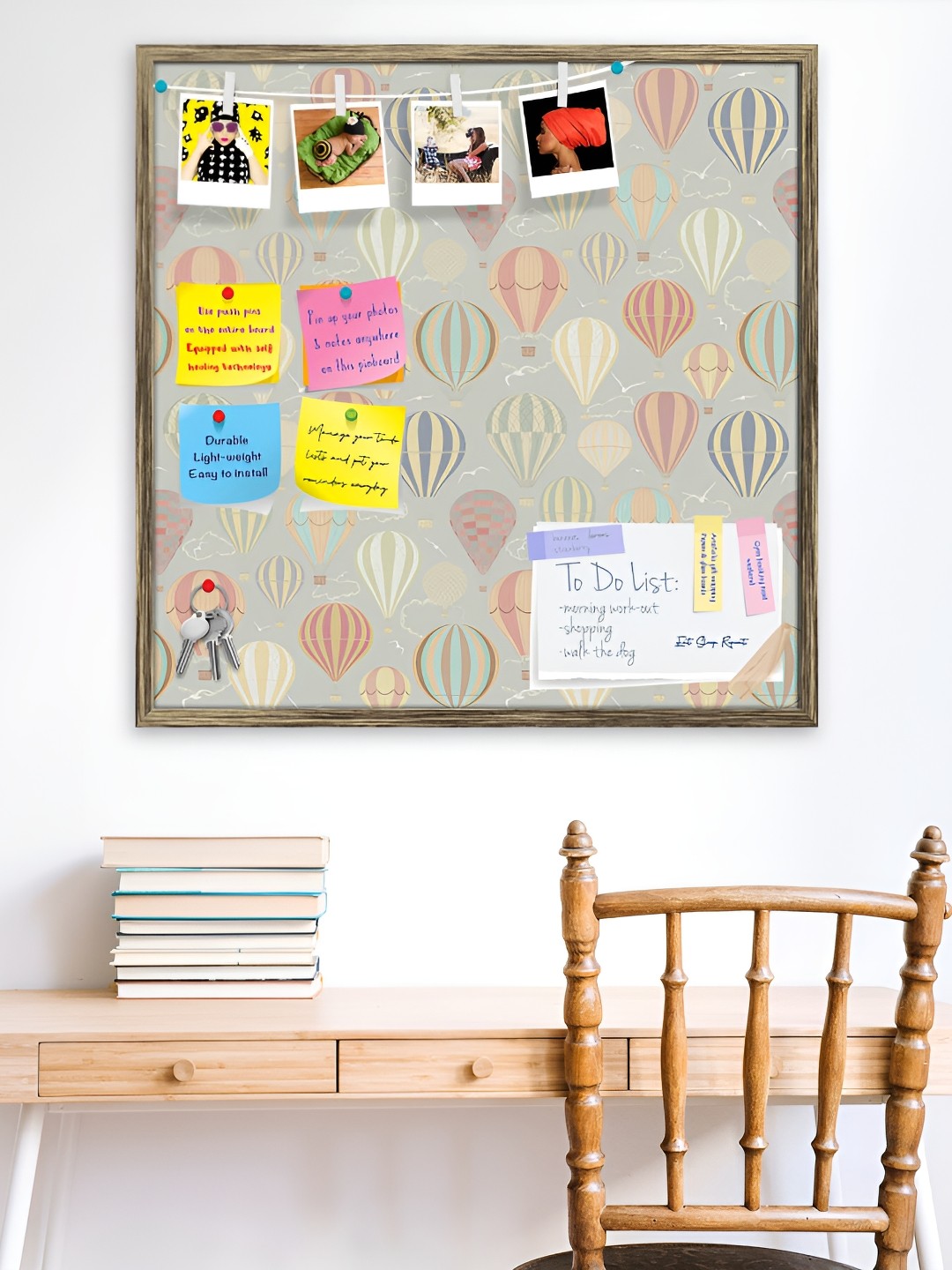 

ArtzFolio Brown Air Balloon Printed Wooden Bulletin Board With Sticky Notes