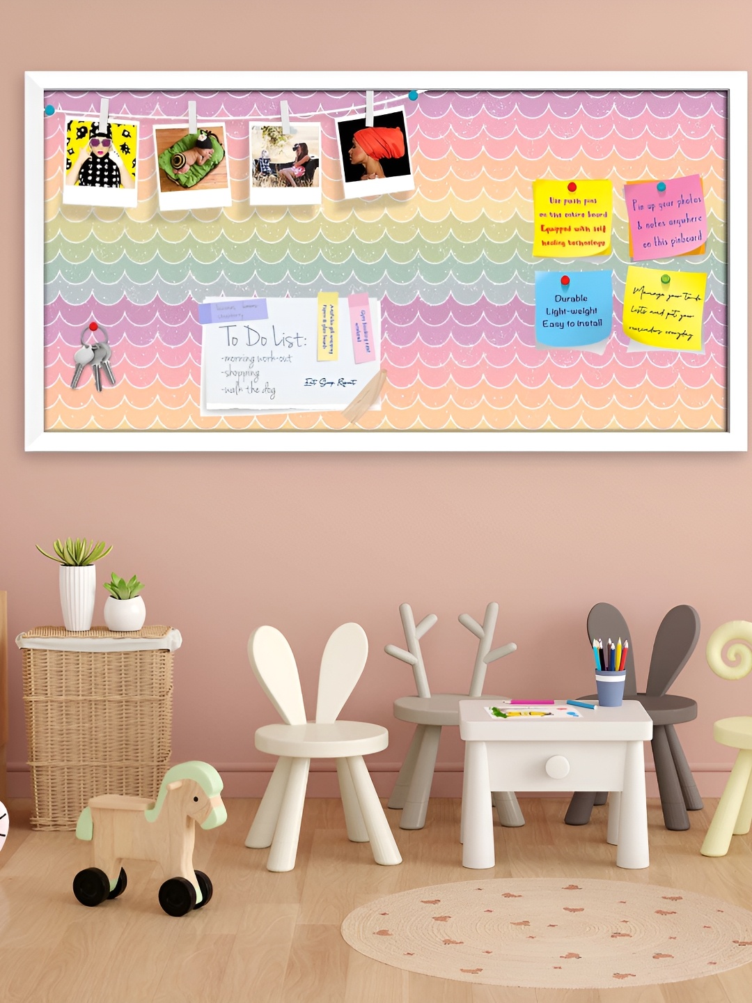 

ArtzFolio Pink & Green Wavey Printed Wooden Wall Hanging Decor