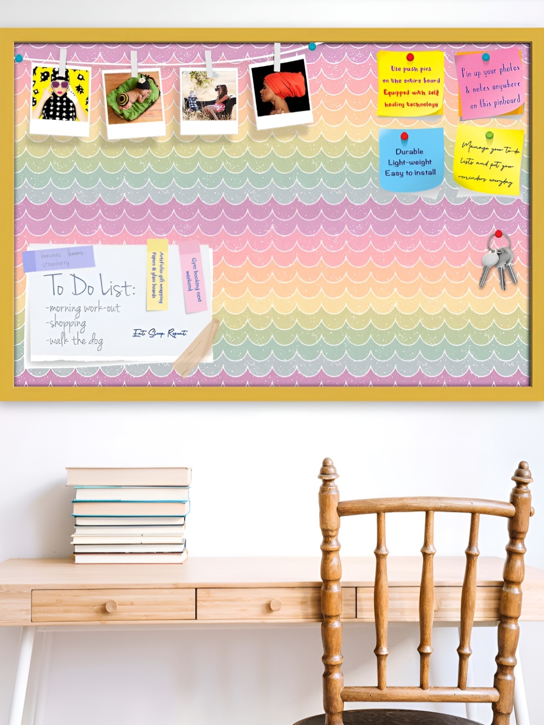 

ArtzFolio Purple & Yellow Printed Wooden Bulletin Board With Sticky Notes