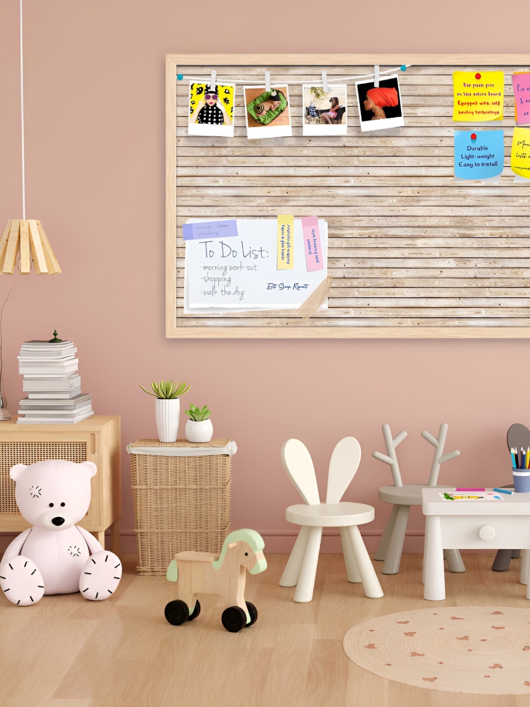 

ArtzFolio Beige Textured Wooden Bulletin Board With Sticky Notes