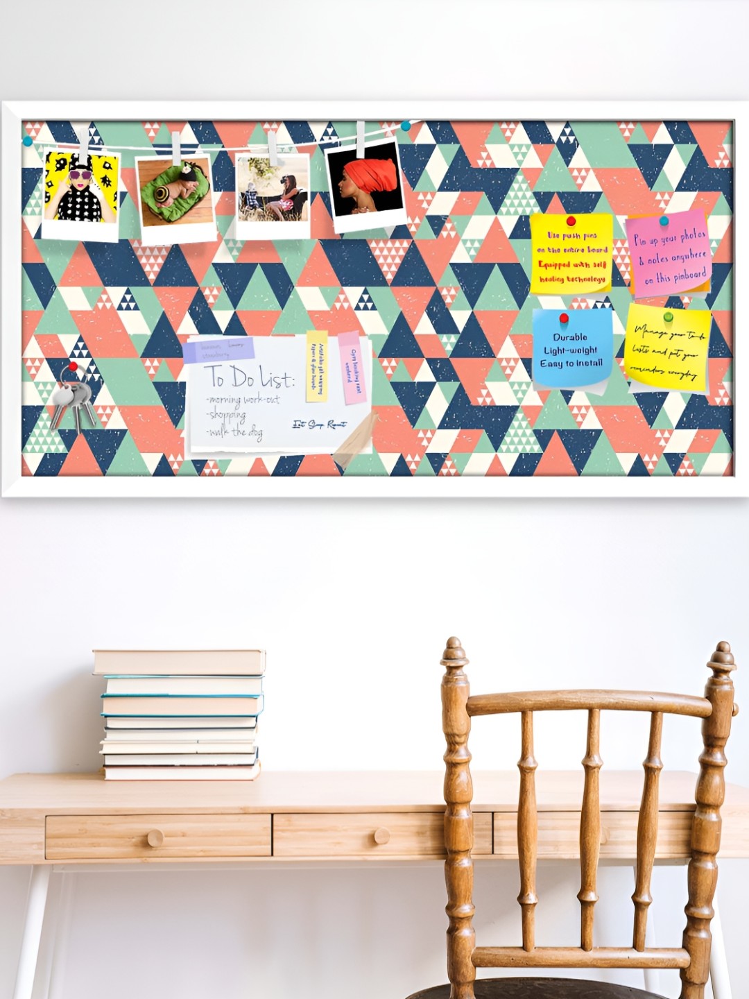 

ArtzFolio Blue & Pink Printed Wooden Bulletin Board With Sticky Notes