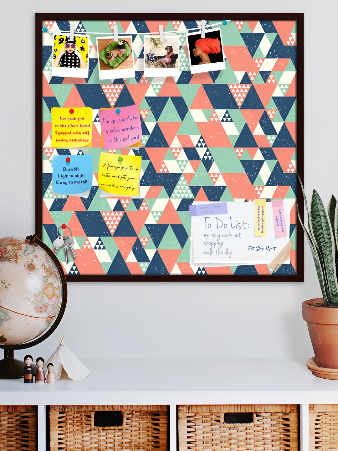 

ArtzFolio Blue & Pink Printed Wooden Bulletin Board With Sticky Notes