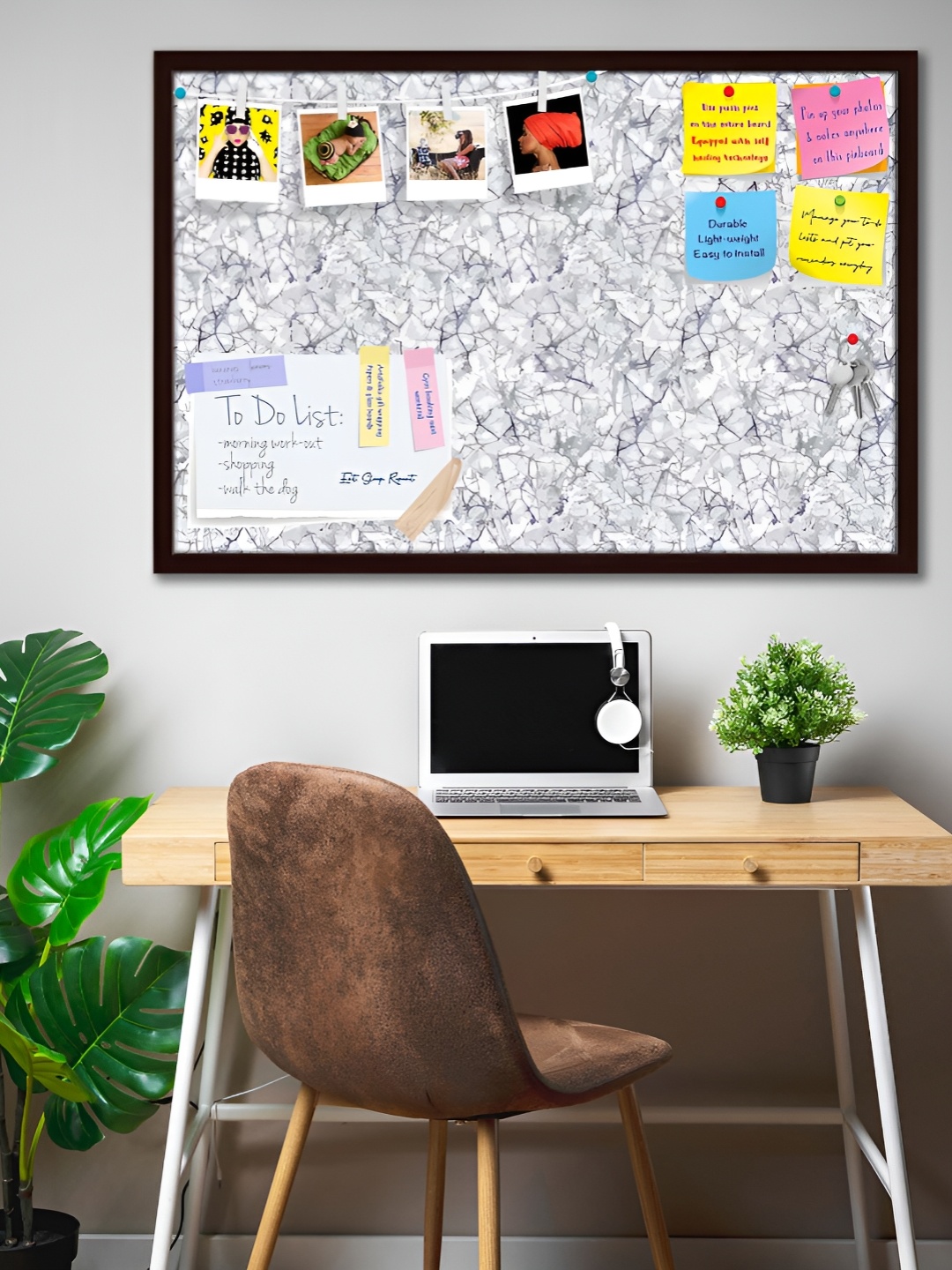 

ArtzFolio Grey Printed Wooden Bulletin Board With Sticky Notes Wall Hanging Decor
