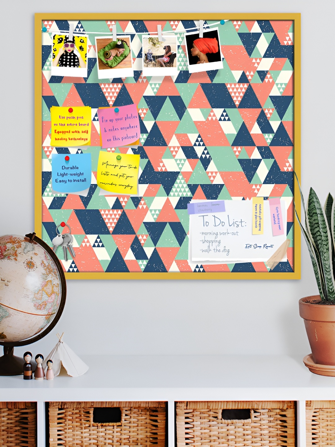 

ArtzFolio Blue & Pink Printed Wooden Bulletin Board With Sticky Notes