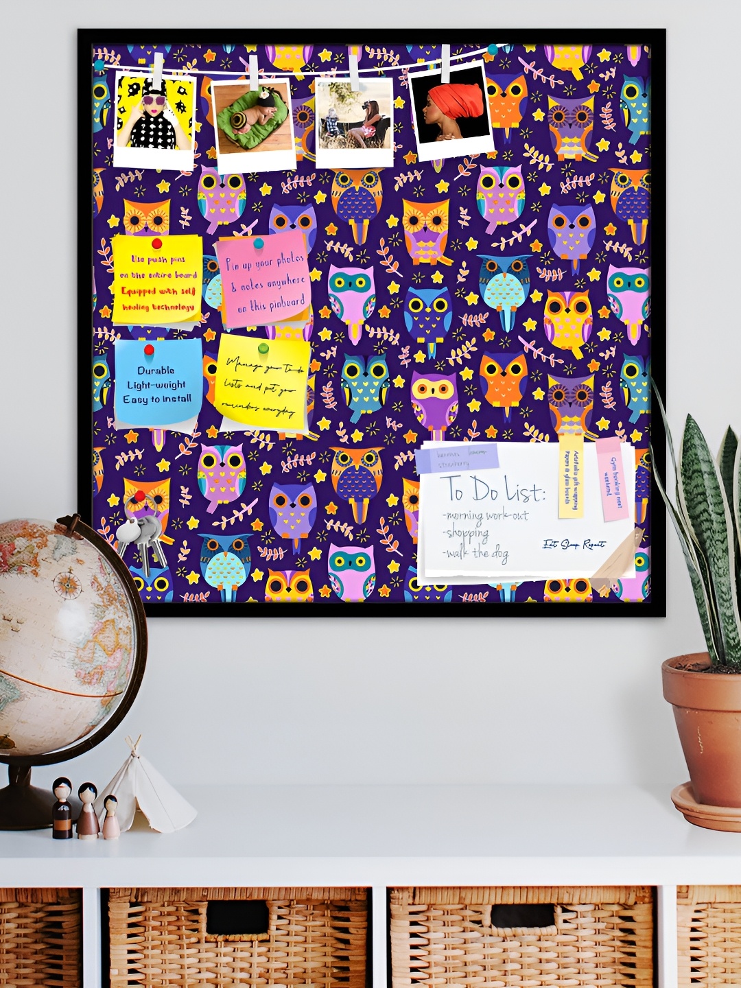 

ArtzFolio Black Printed Wooden Bulletin Board With Sticky Notes