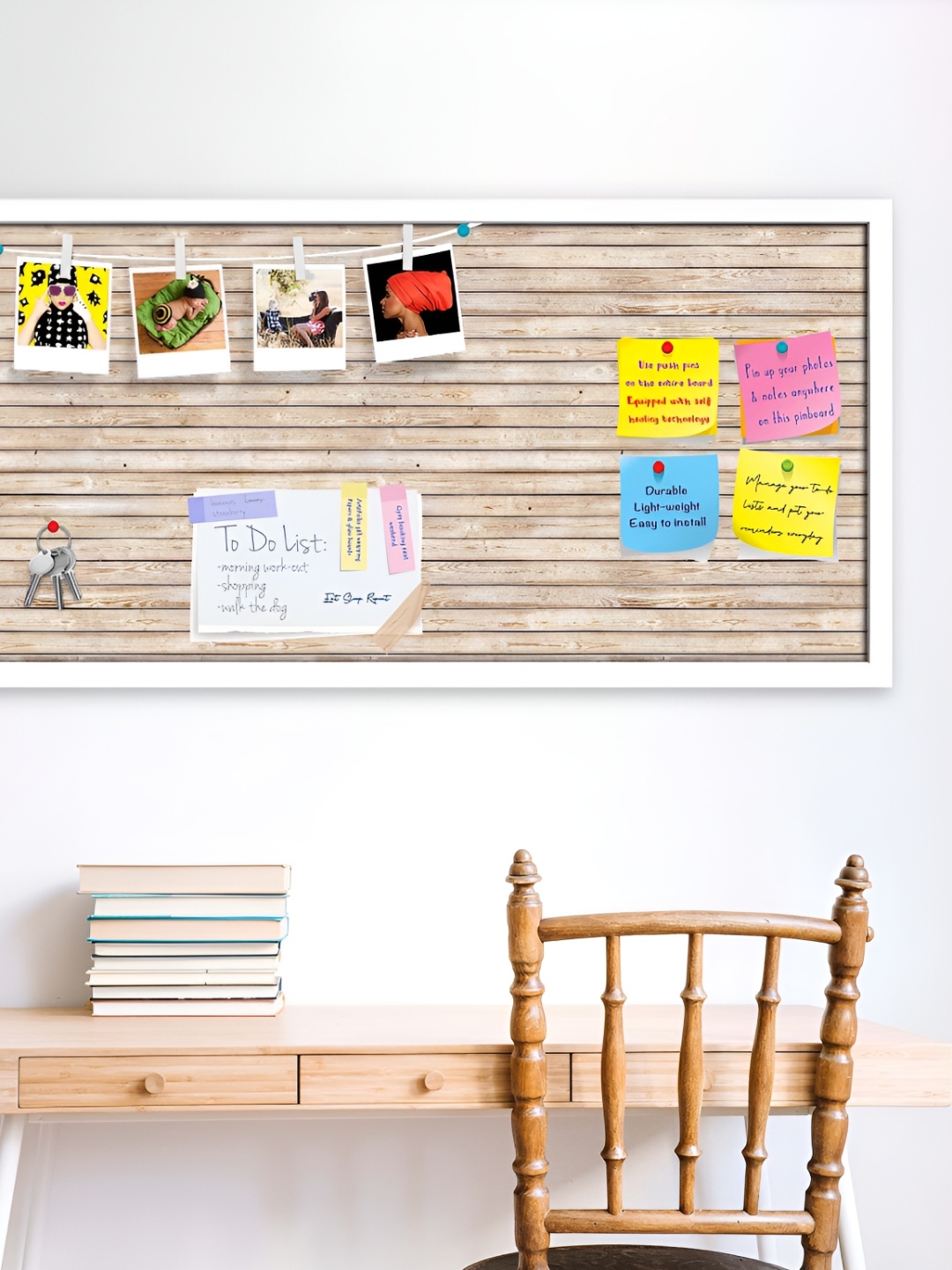 

ArtzFolio White Natural Texture Printed Wooden Bulletin Board With Sticky Notes